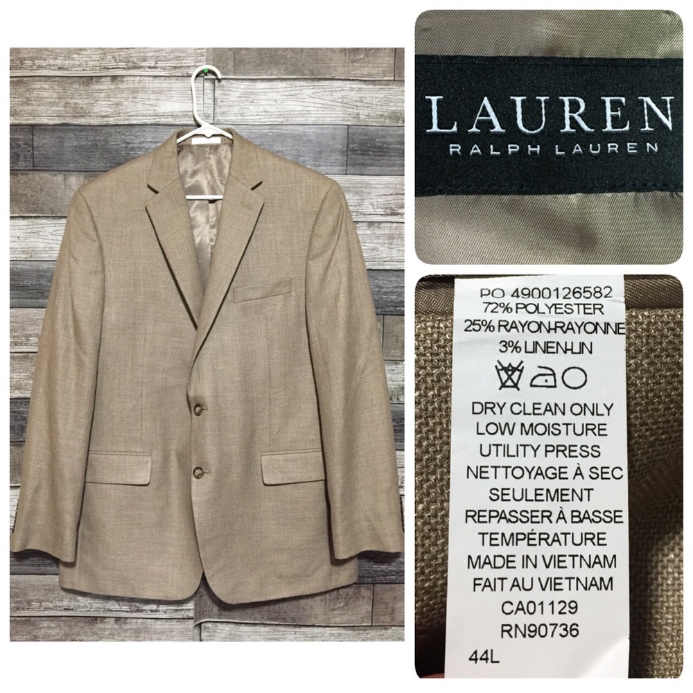 Lauren Ralph Lauren Blazer Jacket Men’s 44L Beige 2 Button